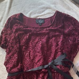 Alex Evenings Women's Deep Red/ burgundy Lace Blouse NWT size size 1x